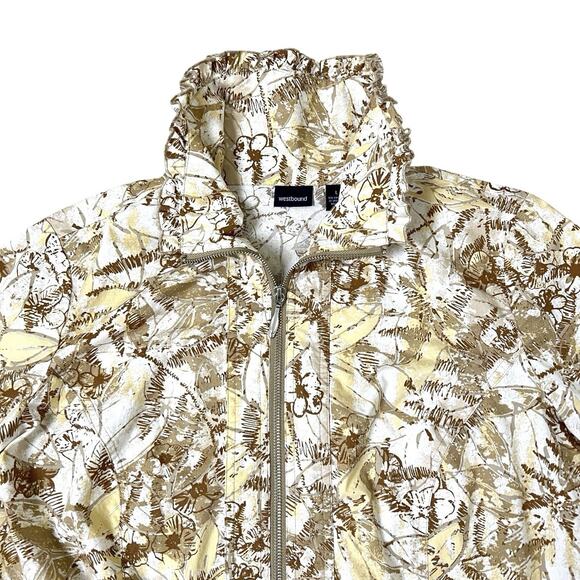 Vintage Westbound Jacket Size Large Tab Sleeve Ruffle Neck Full Zip Lightweight - Picture 5 of 14